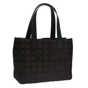 CHANEL New Travel line Tote Bag Nylon Brown CC Auth FF4903V